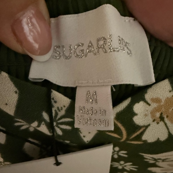 Sugarlips Green Floral Dress with Puff Sleeves size M - Picture 2 of 6